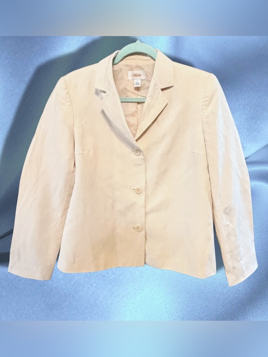 Talbots Jackets & Blazers - Talbots Cream Silk/Linen Notch-Collar Button Front Blazer size 6